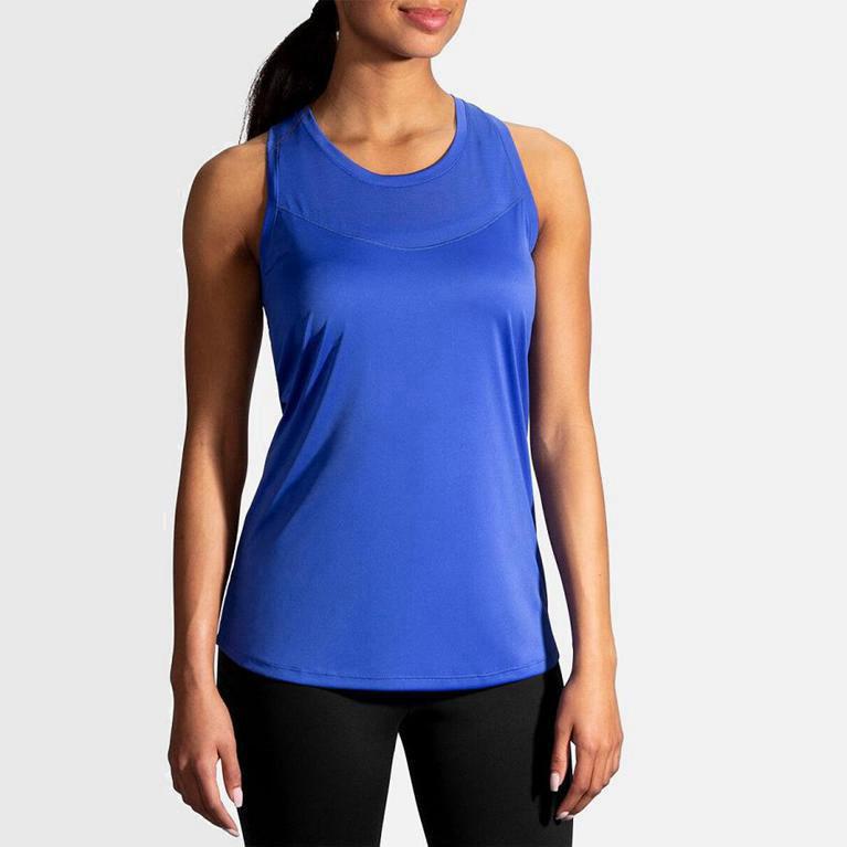 Brooks Women's Stealth Running Tank Top Singapore - Blue (43057-XOIH)